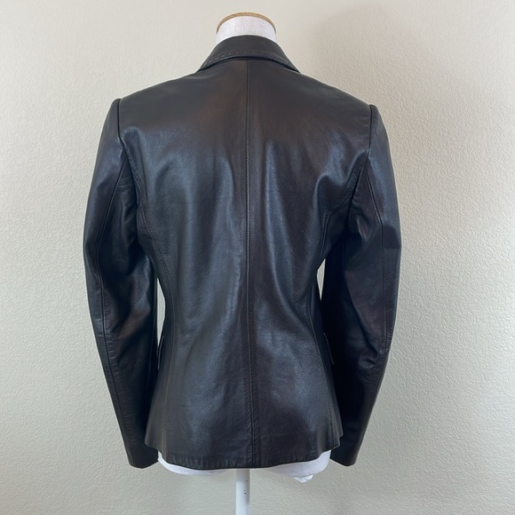 Zanella dark chocolate leather single button blazer - Picture 5 of 6